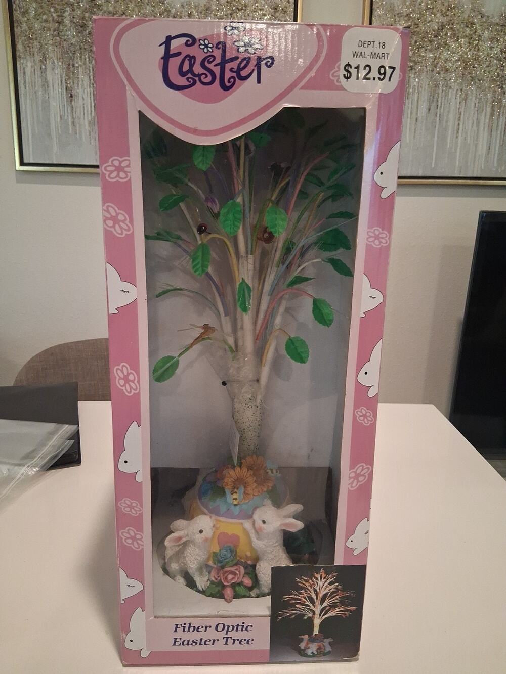 Vintage 1990s Walmart Fiber Optic Easter Tree 18" - Rare Holiday Time...